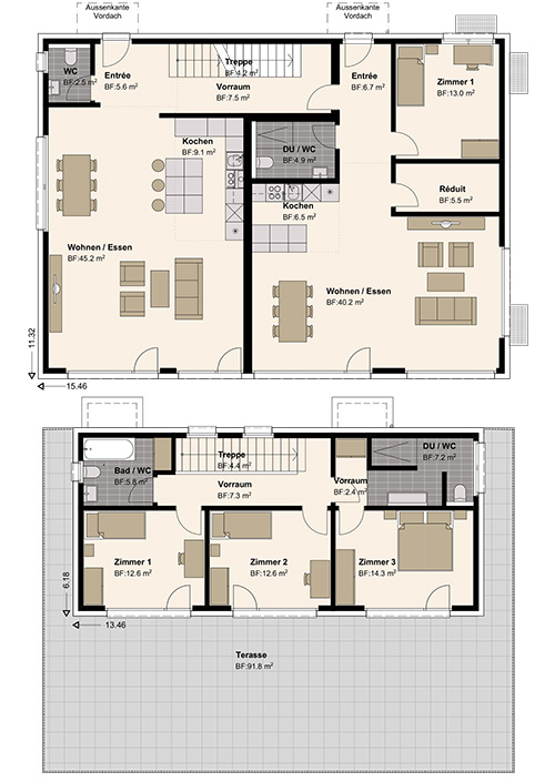 Grundriss Haus mit Einliegerwohnung